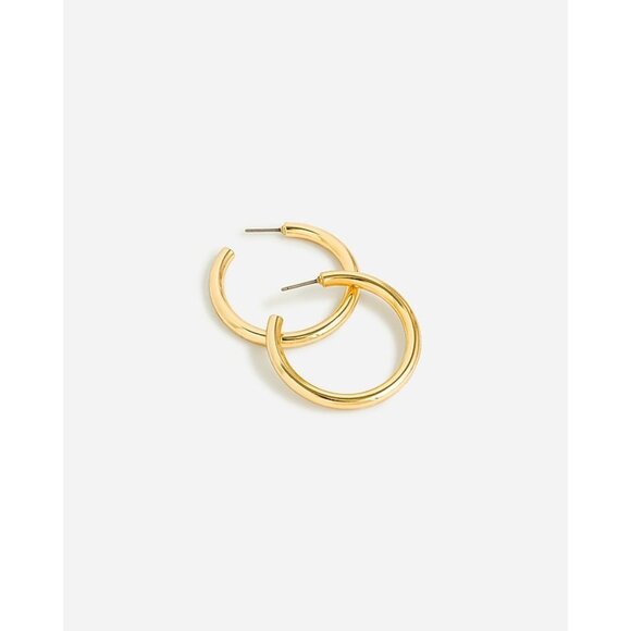 Mini tube hoop earrings in matte gold M0482 - Picture 2 of 4